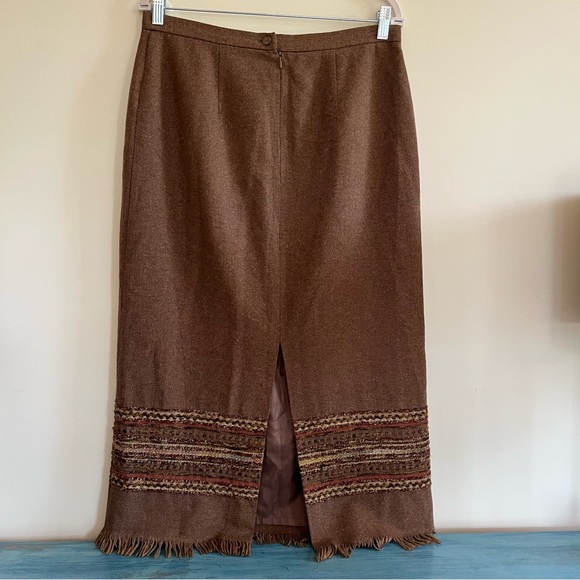 Sag Harbor Brown fringe Embellished Maxi Skirt - Picture 3 of 8
